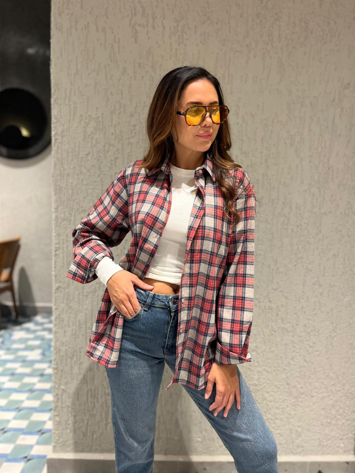 Tek Cepli Ekoseli Gömlek  - Kırmızı