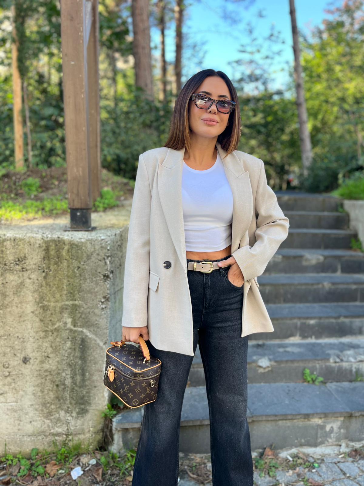 Tek Dügmeli Dilvin Blazer Ceket - Ekru