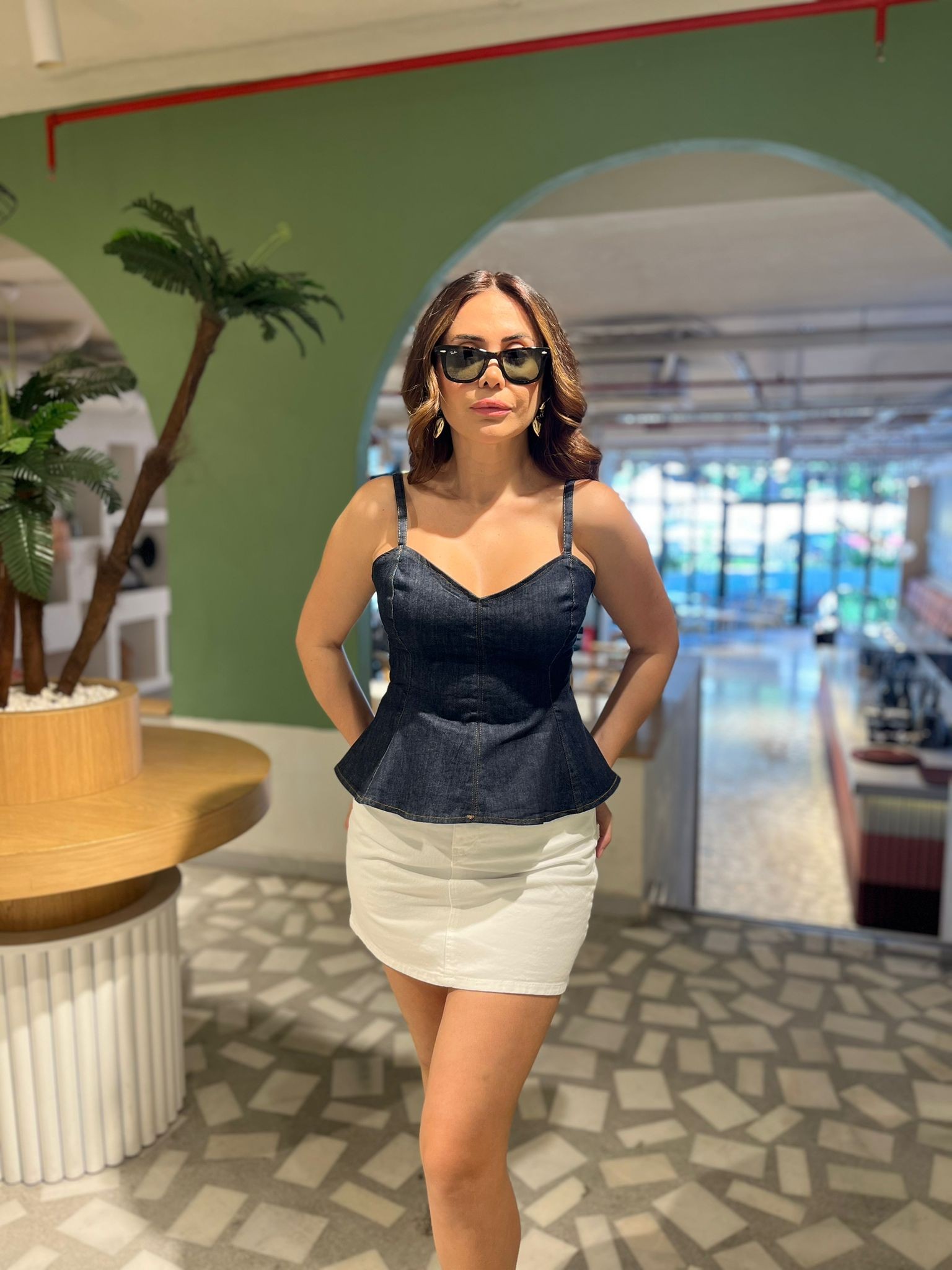 İp Kollu Denim Bluz