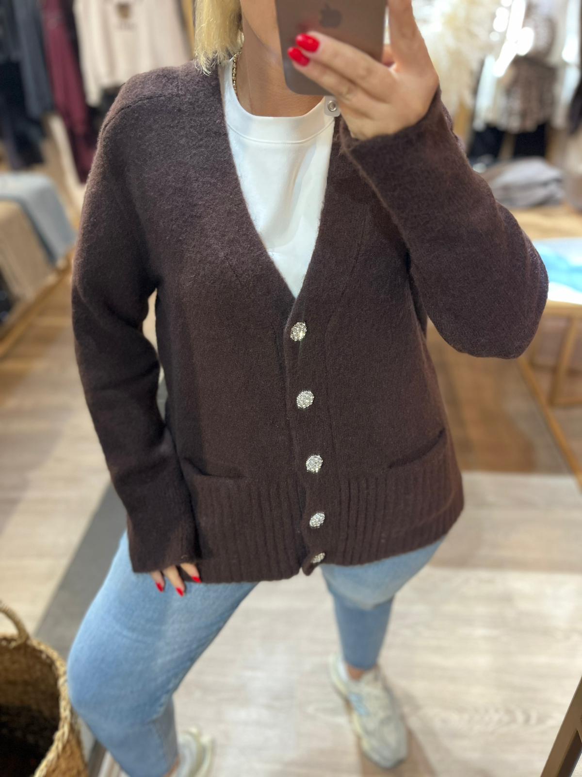 Dilvin Taşlı Uzun Hırka Modeli