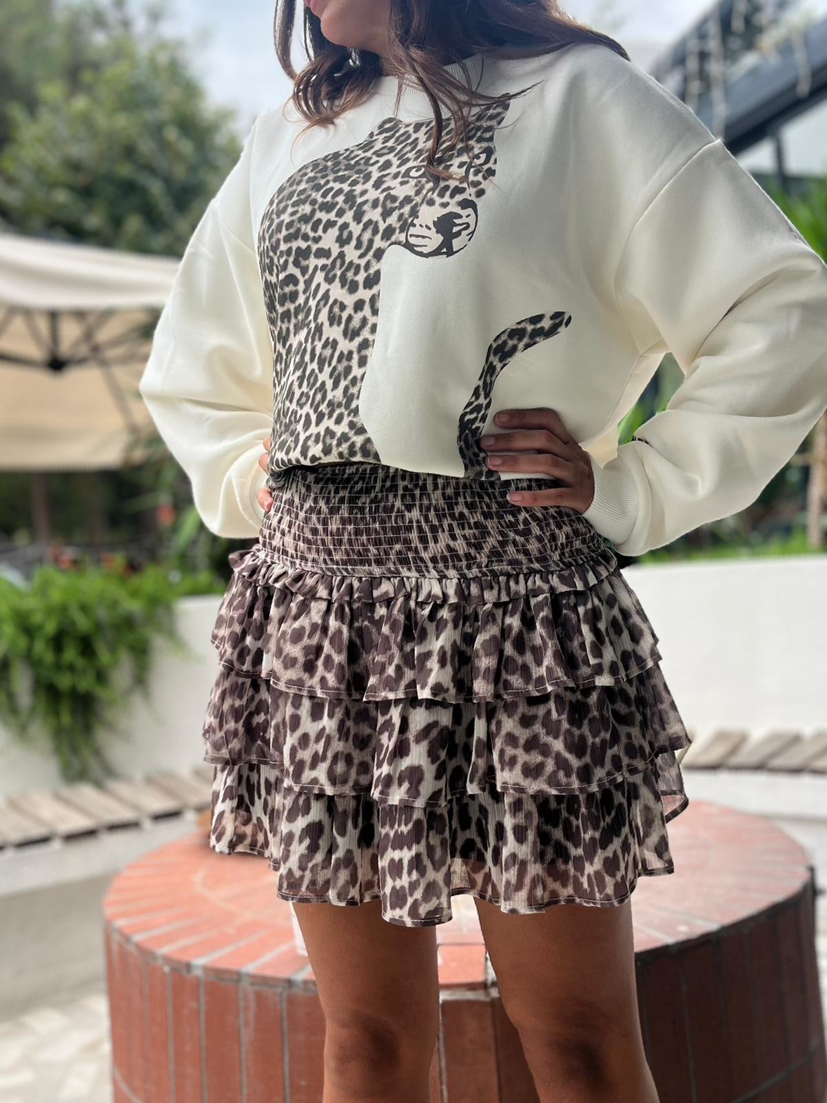 Fırfırlı Mini Leopar Etek
