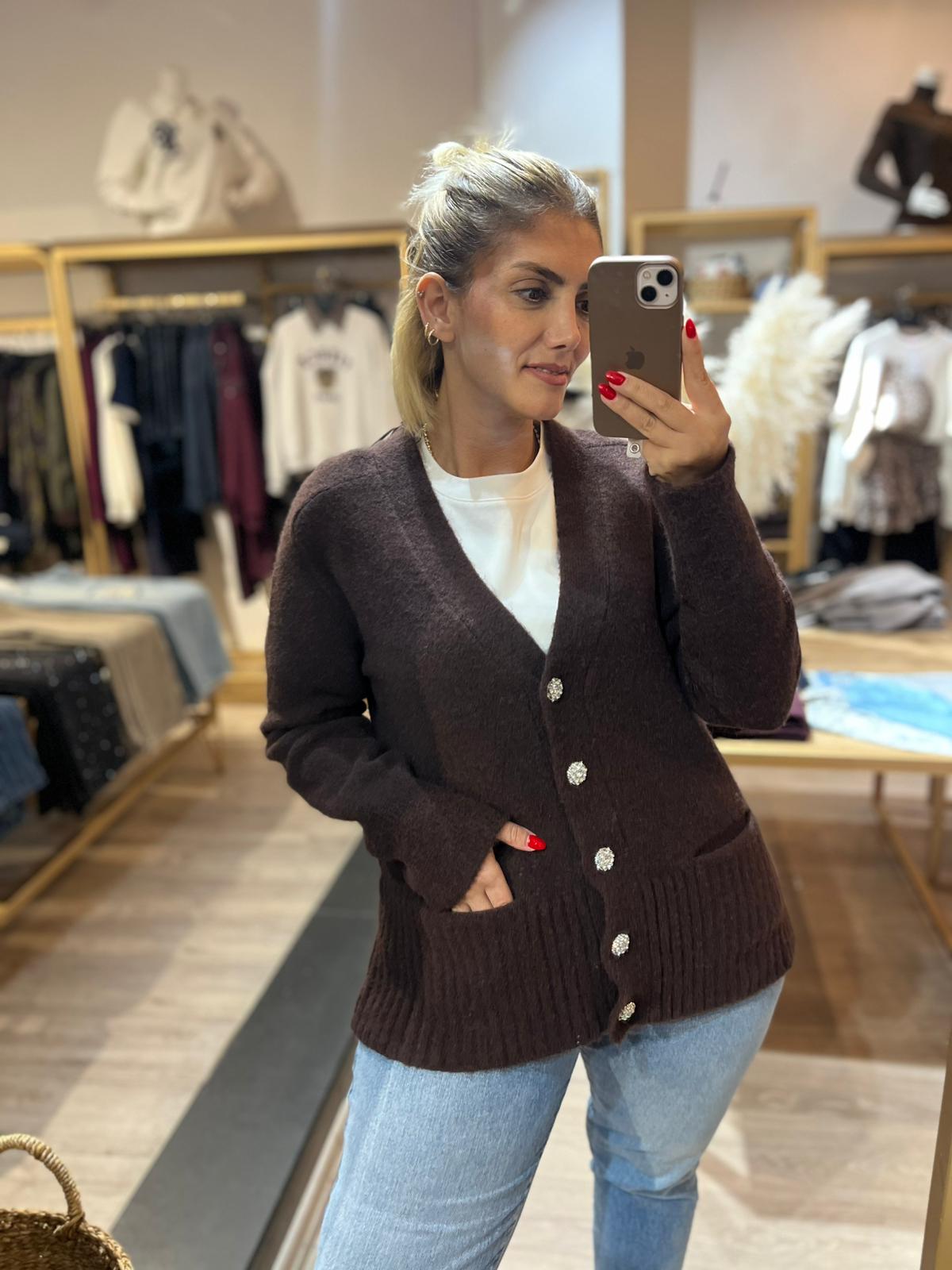 Dilvin Taşlı Uzun Hırka Modeli