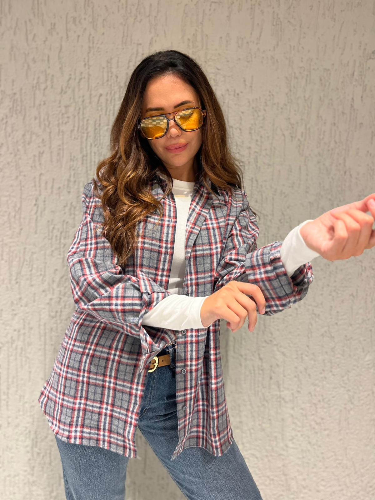 Tek Cepli Ekoseli Gömlek  - Mavi