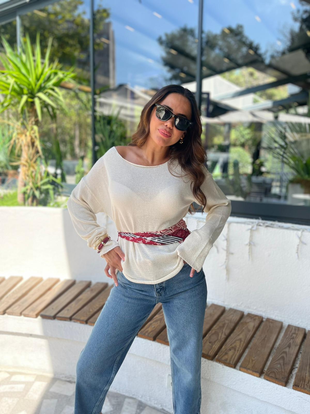 Oversize Merserize Triko - Krem