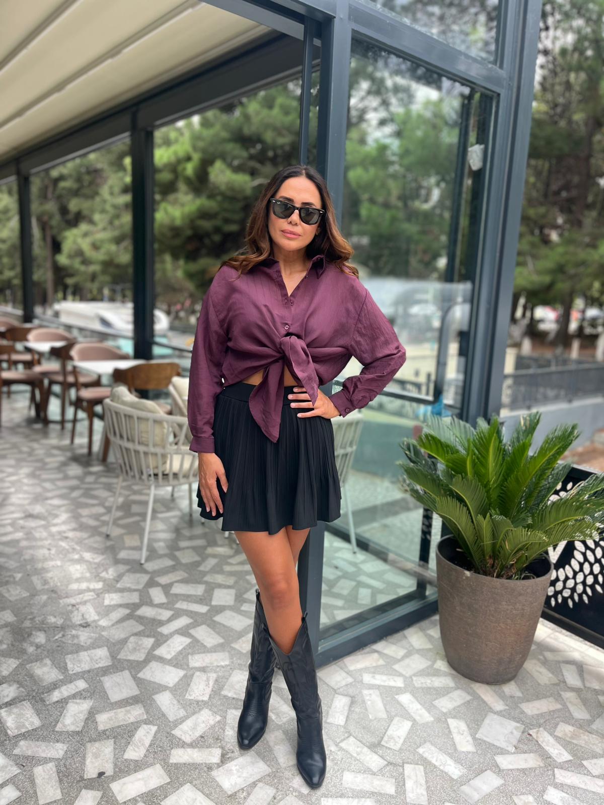Şort Astarlı Pileli Mini Etek 