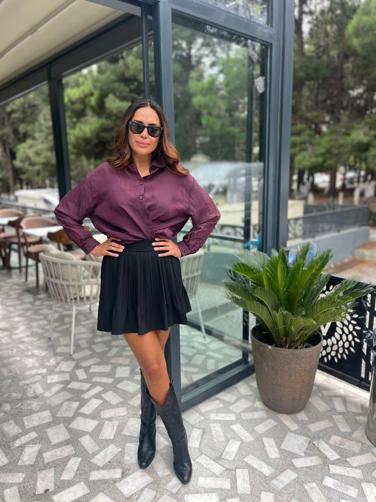 Şort Astarlı Pileli Mini Etek 