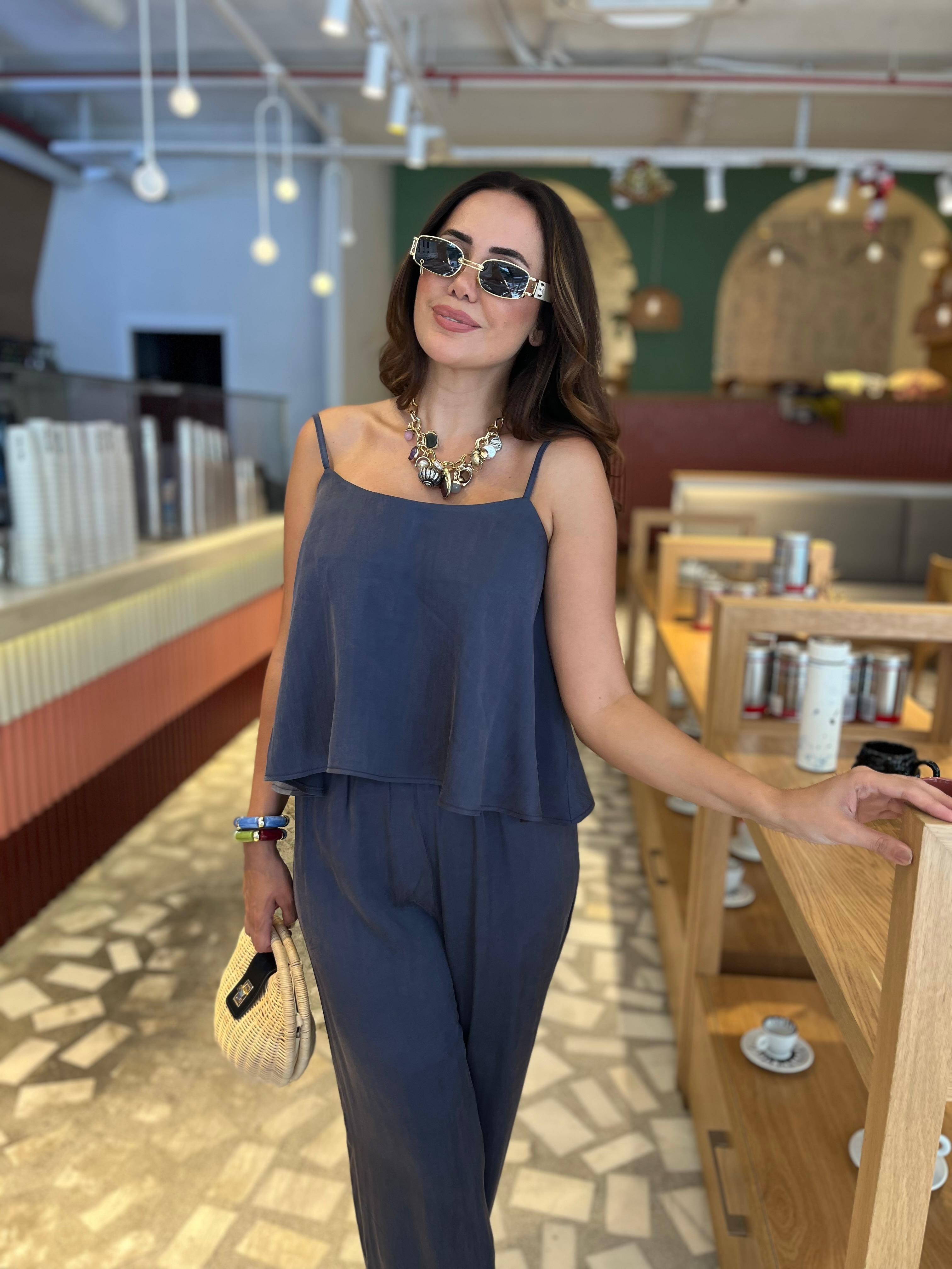 Pry Saten Askılı Pantolon Takım