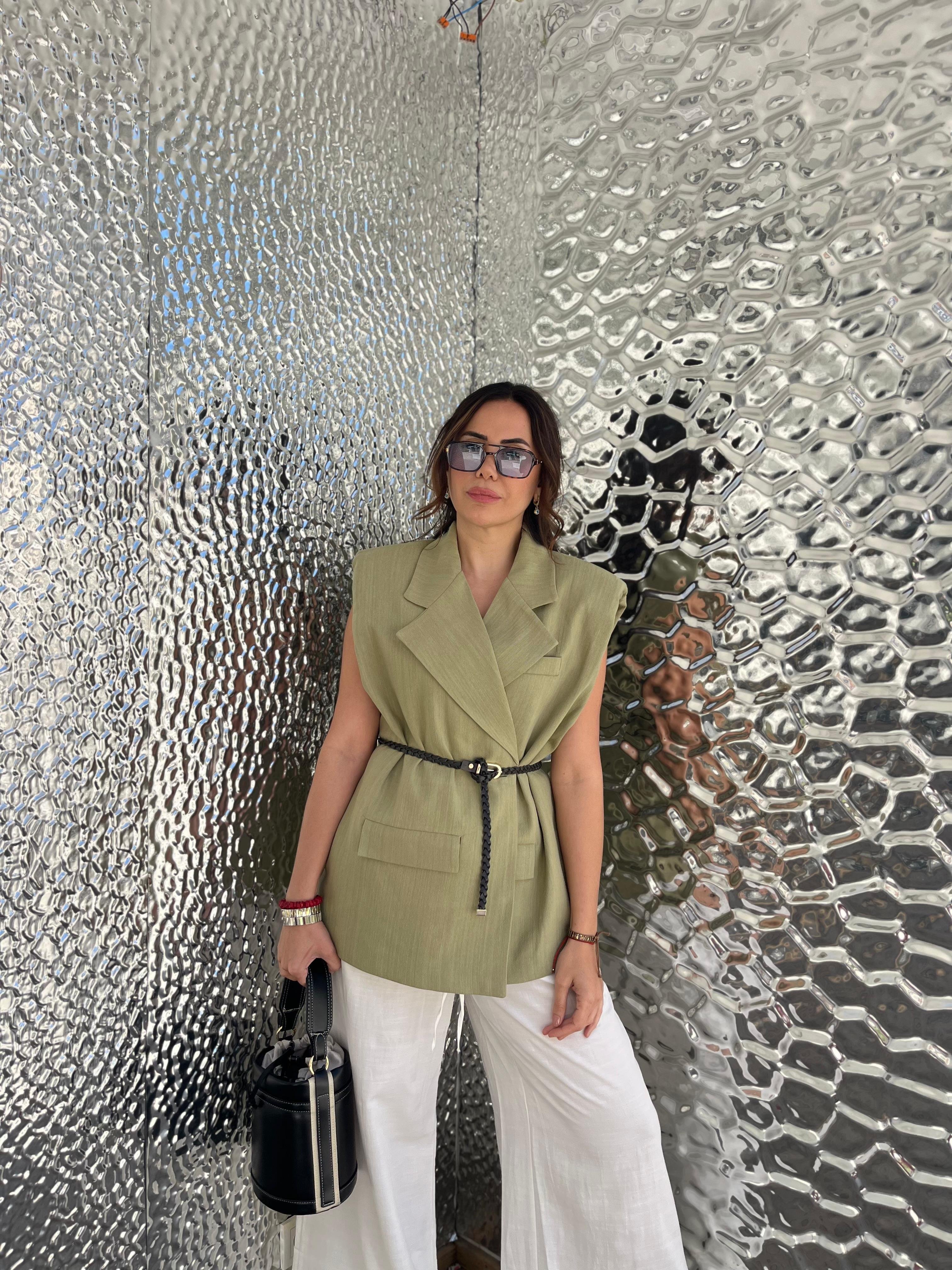 Oversize Kemerli Yelek 
