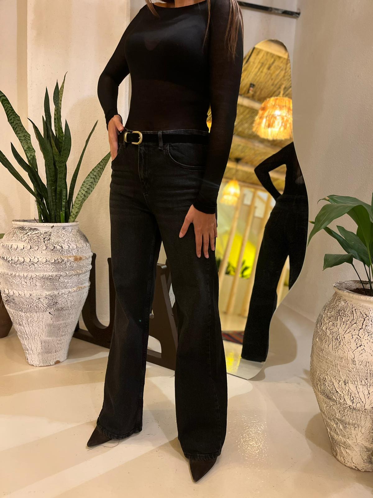 YIKAMALI SİYAH PALAZZO JEAN