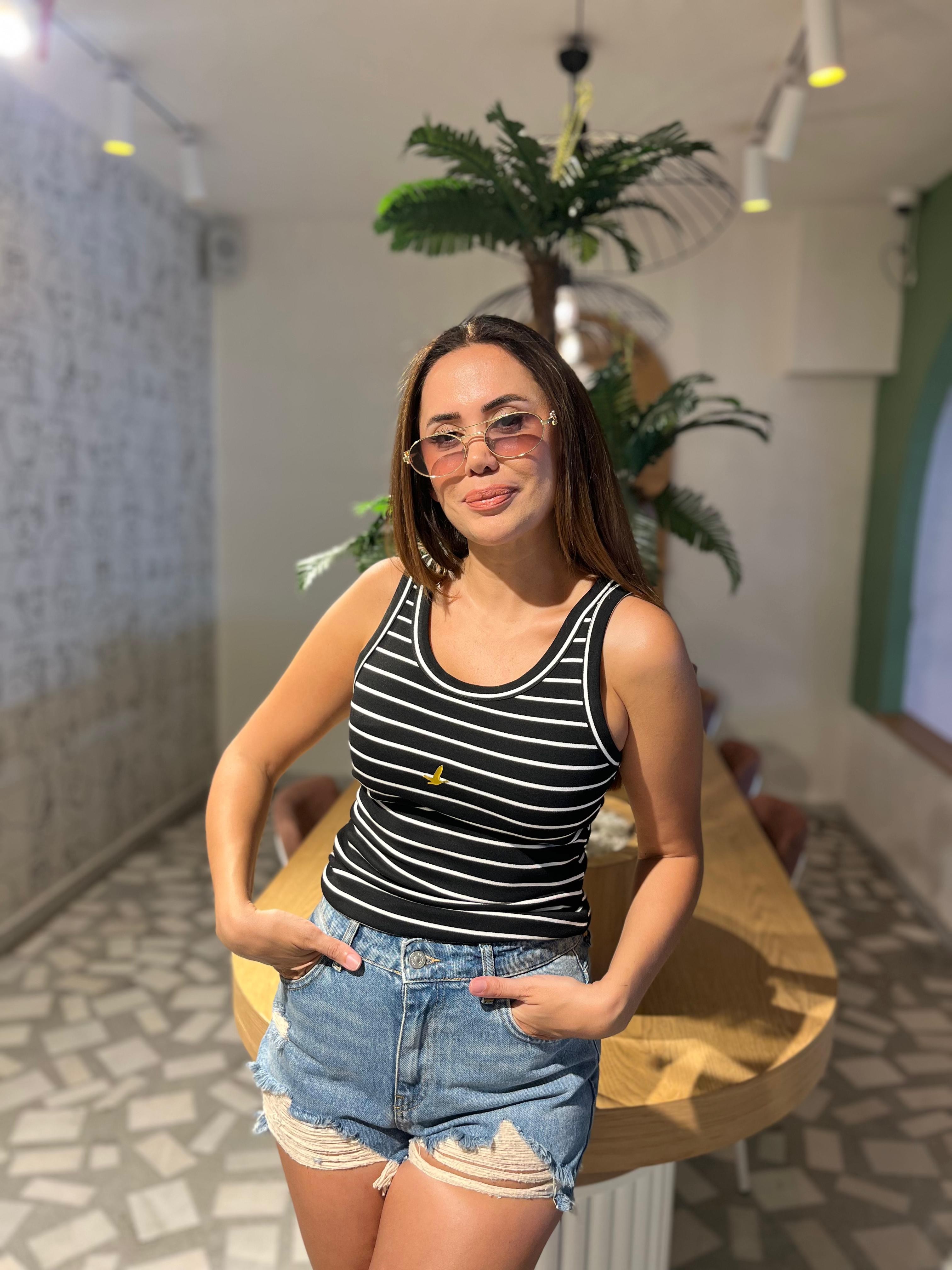 Çizgili Kuş Armalı Body 