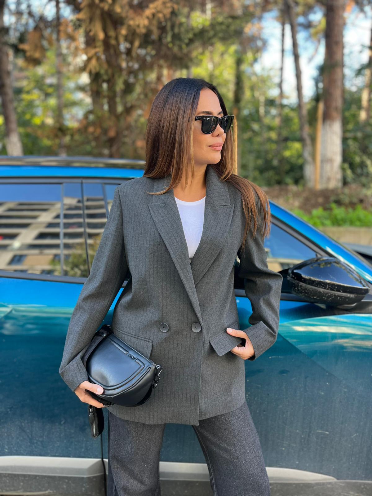 Tek Dügmeli Dilvin Blazer Ceket - Gri