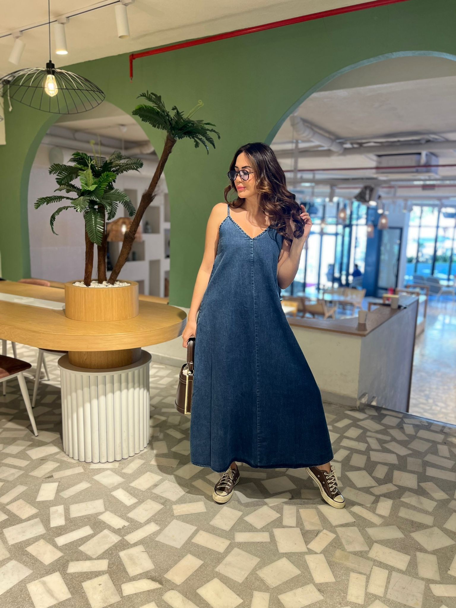 Denim Maxi Çan Elbise