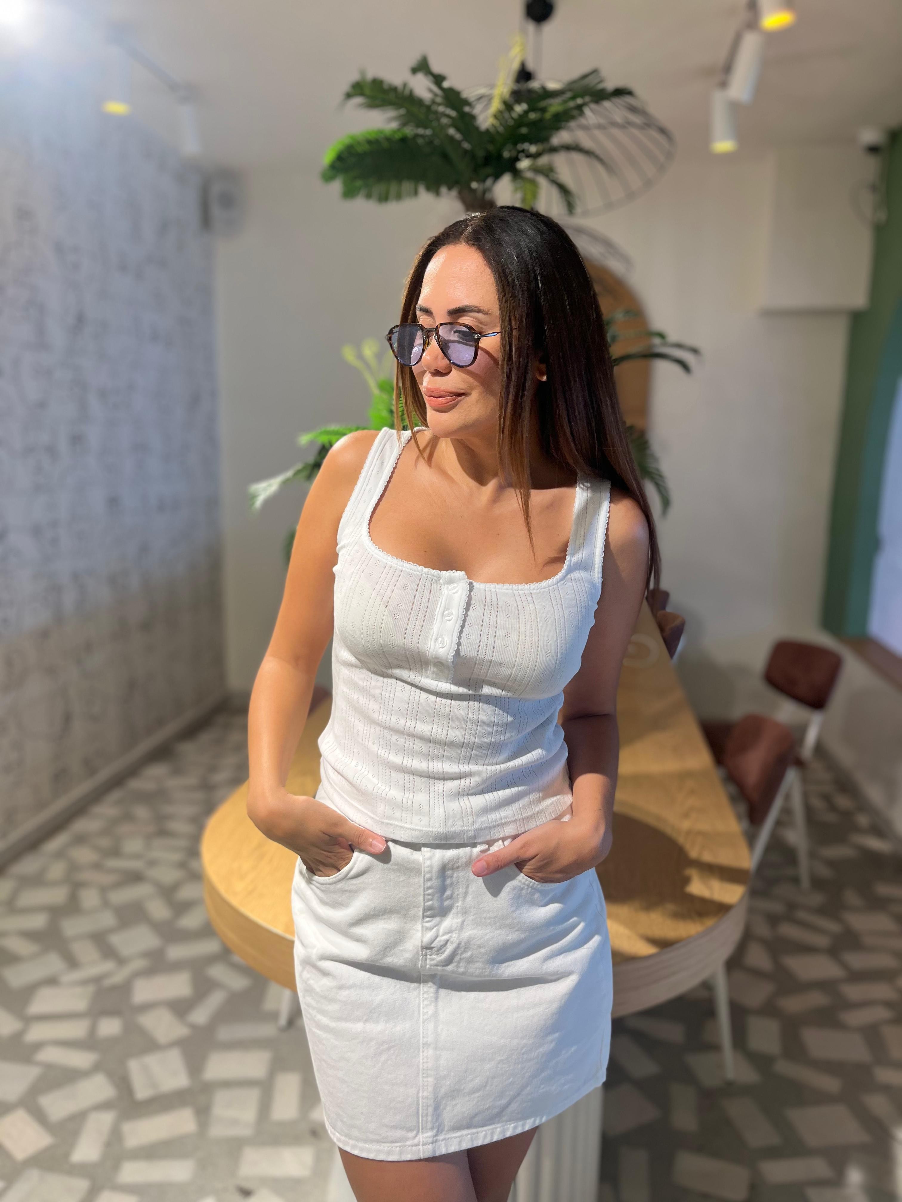 Dilvin Çıtlı Body  - Beyaz