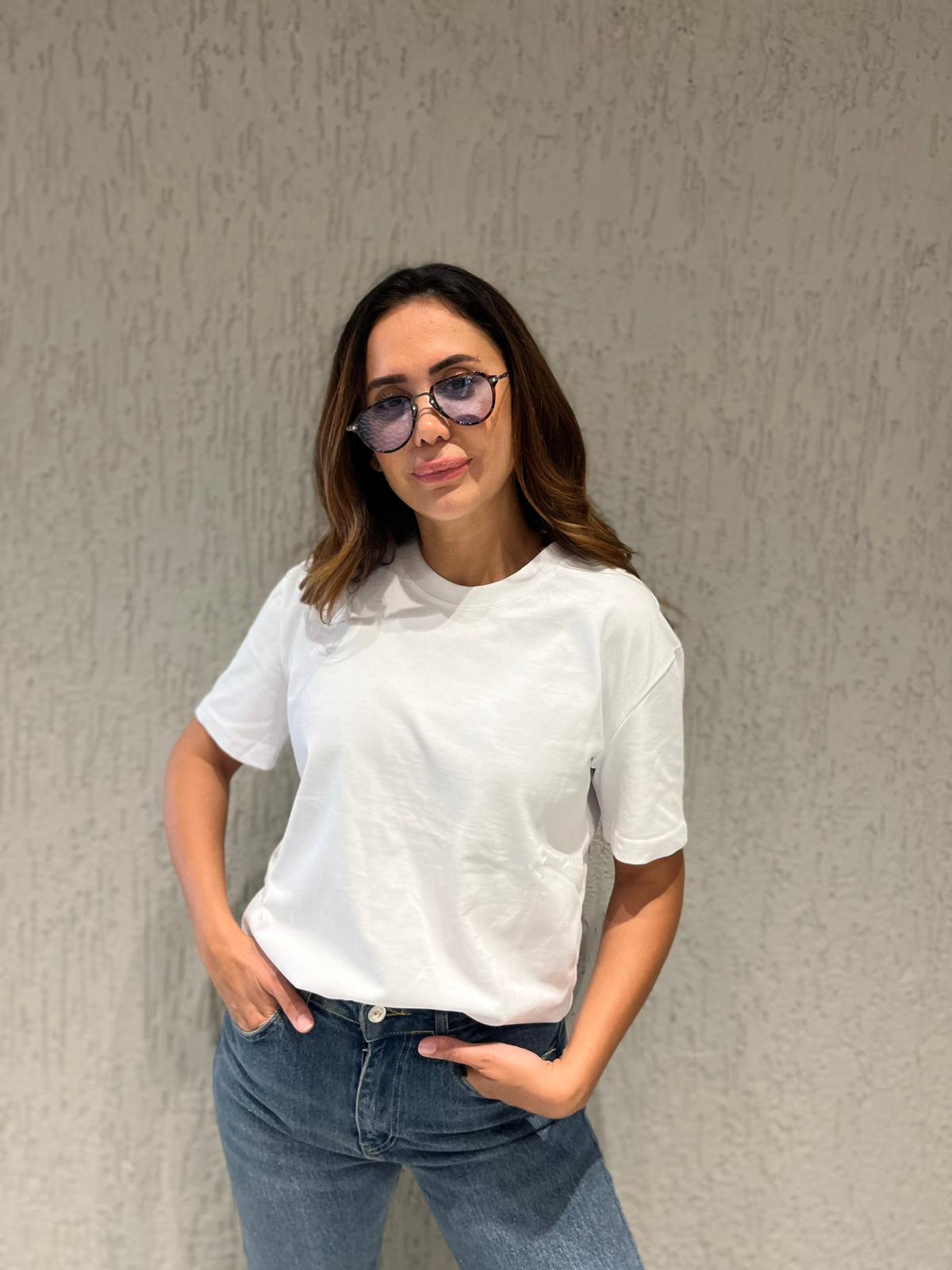 Tok Kumaş Basic Tshirt - Beyaz