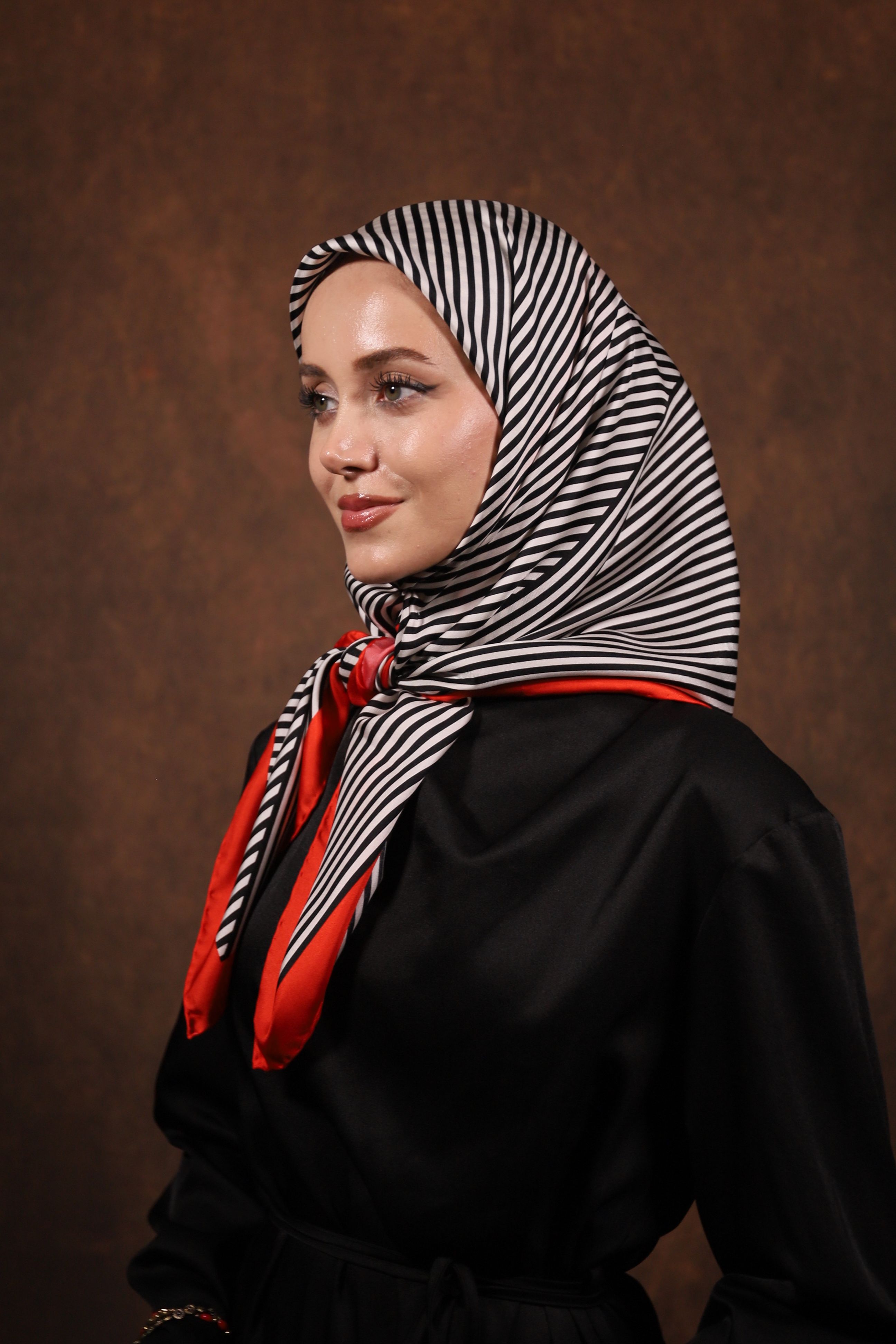 Çizgili İpek Eşarp