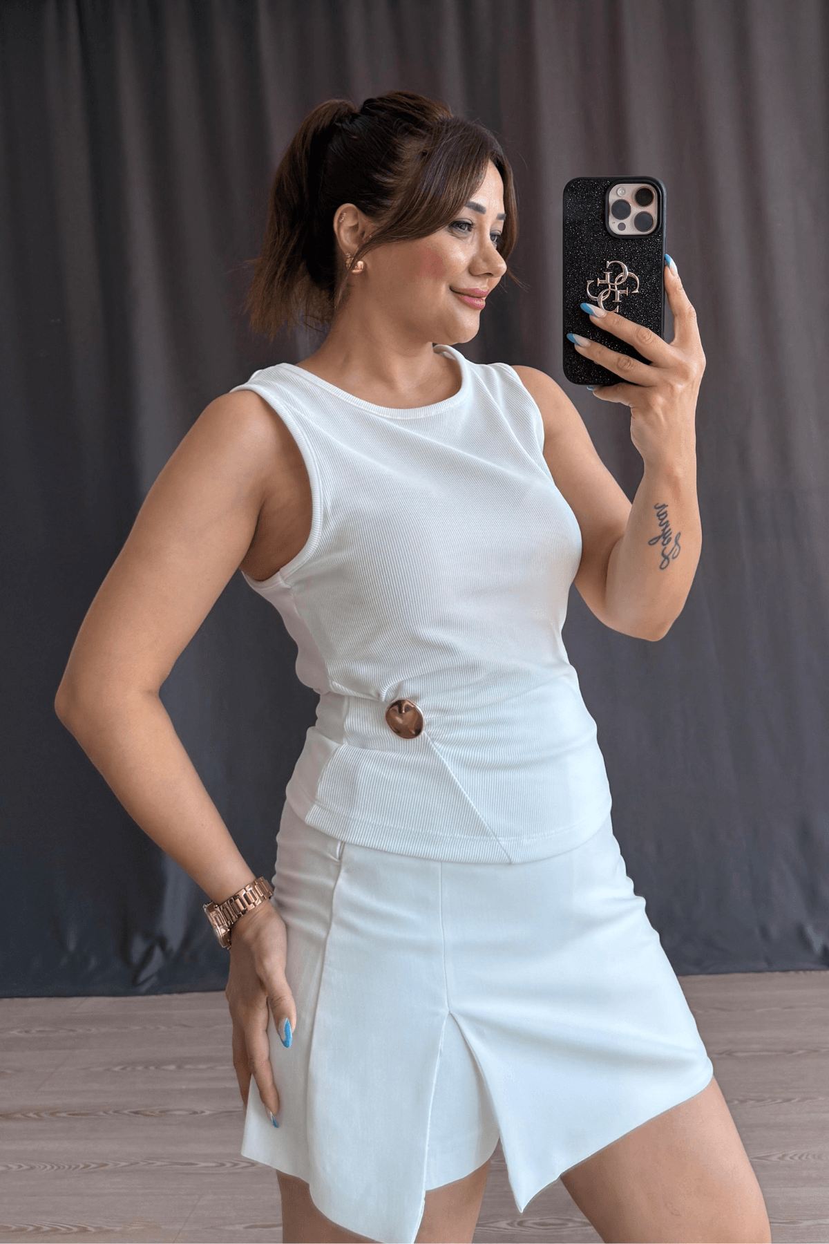 Stary Toka Detaylı Bluz  - BEYAZ