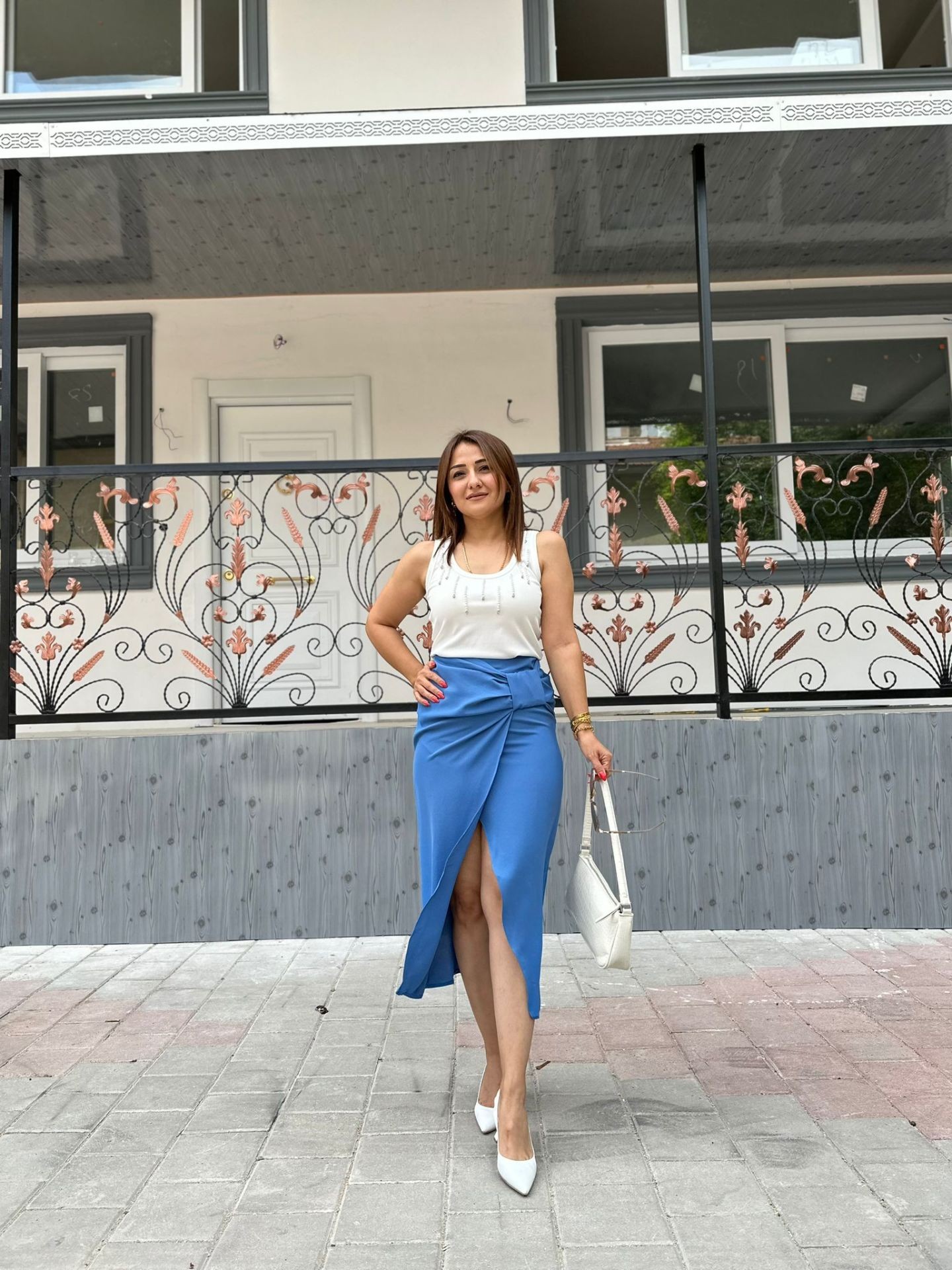 Düğümlü Etek Mavi