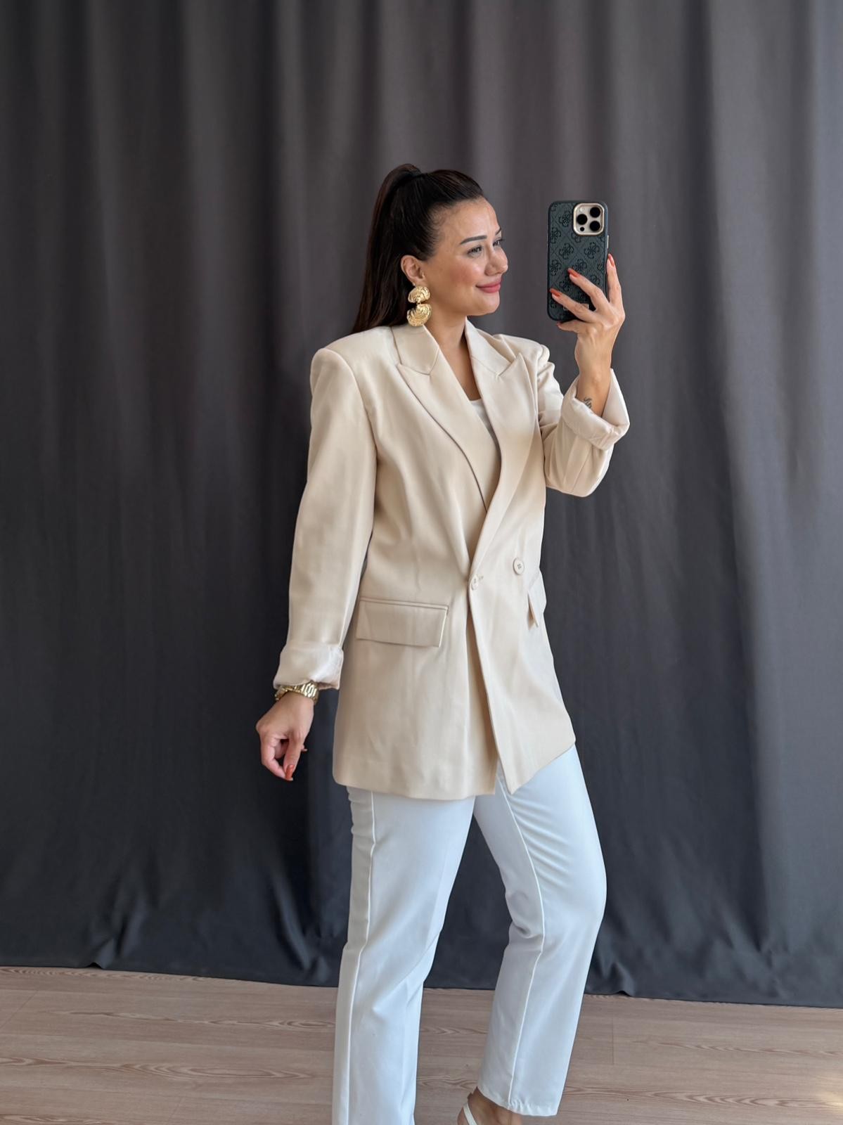 Business Blazer Ceket - BEJ