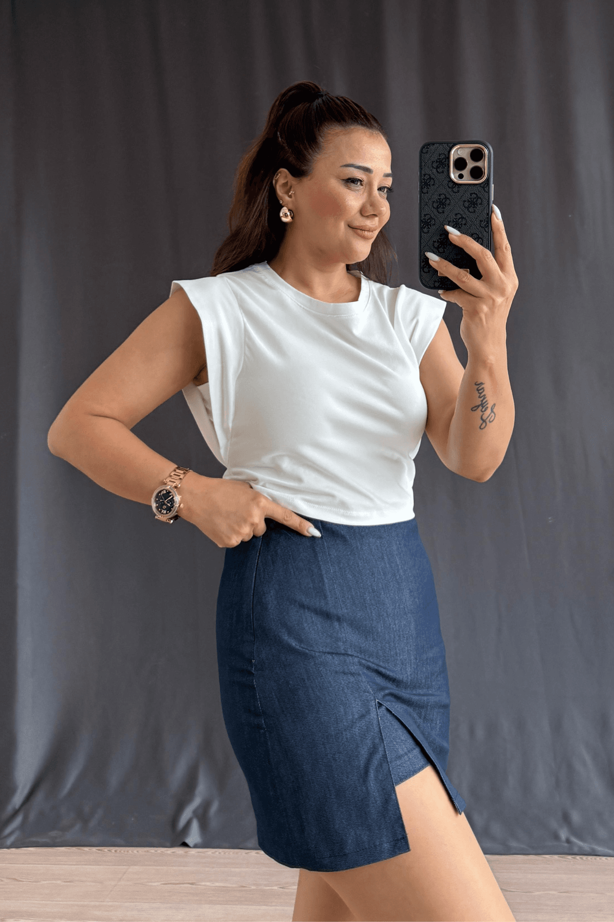 Tinty Crop Bluz - BEYAZ