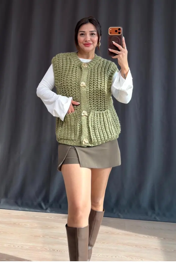 Cepli Selanik Yelek - Yeşil