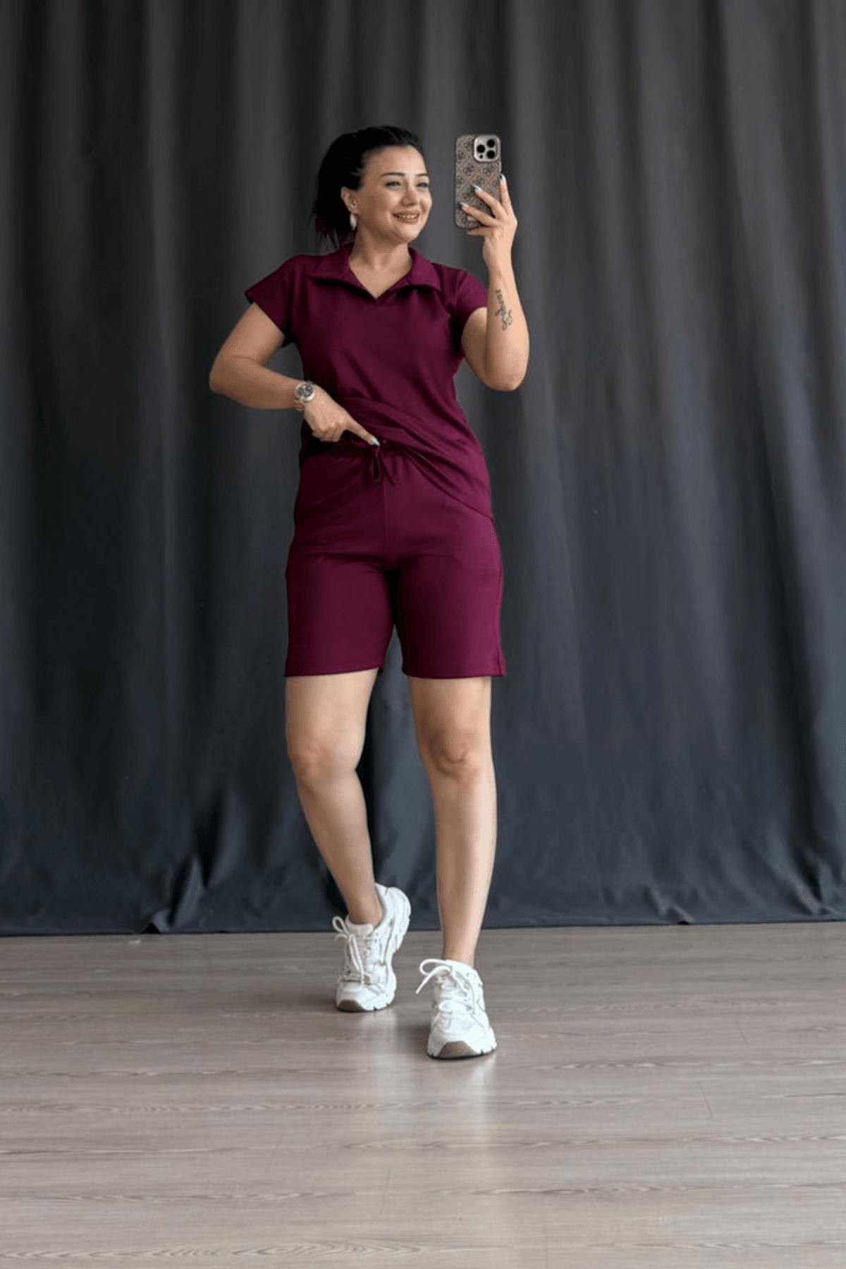 Oys Modal Şort Takım - BORDO