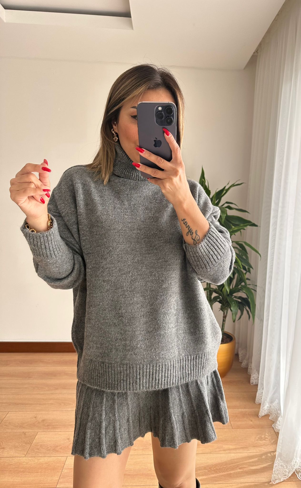 TRİKO ETEK TAKIM • GRİ