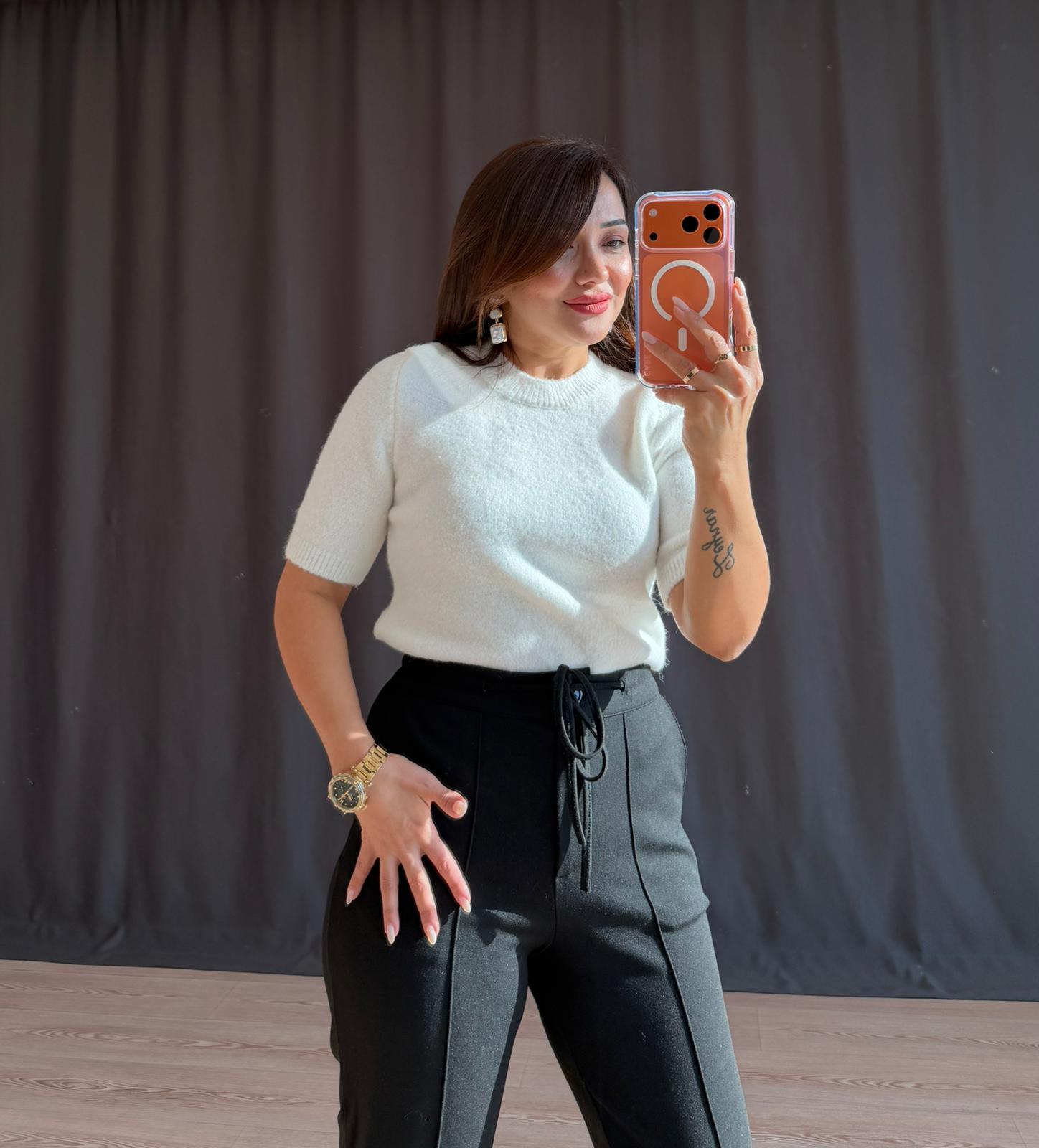 BALIKÇI YAKA YUMOŞ KAZAK - BEYAZ