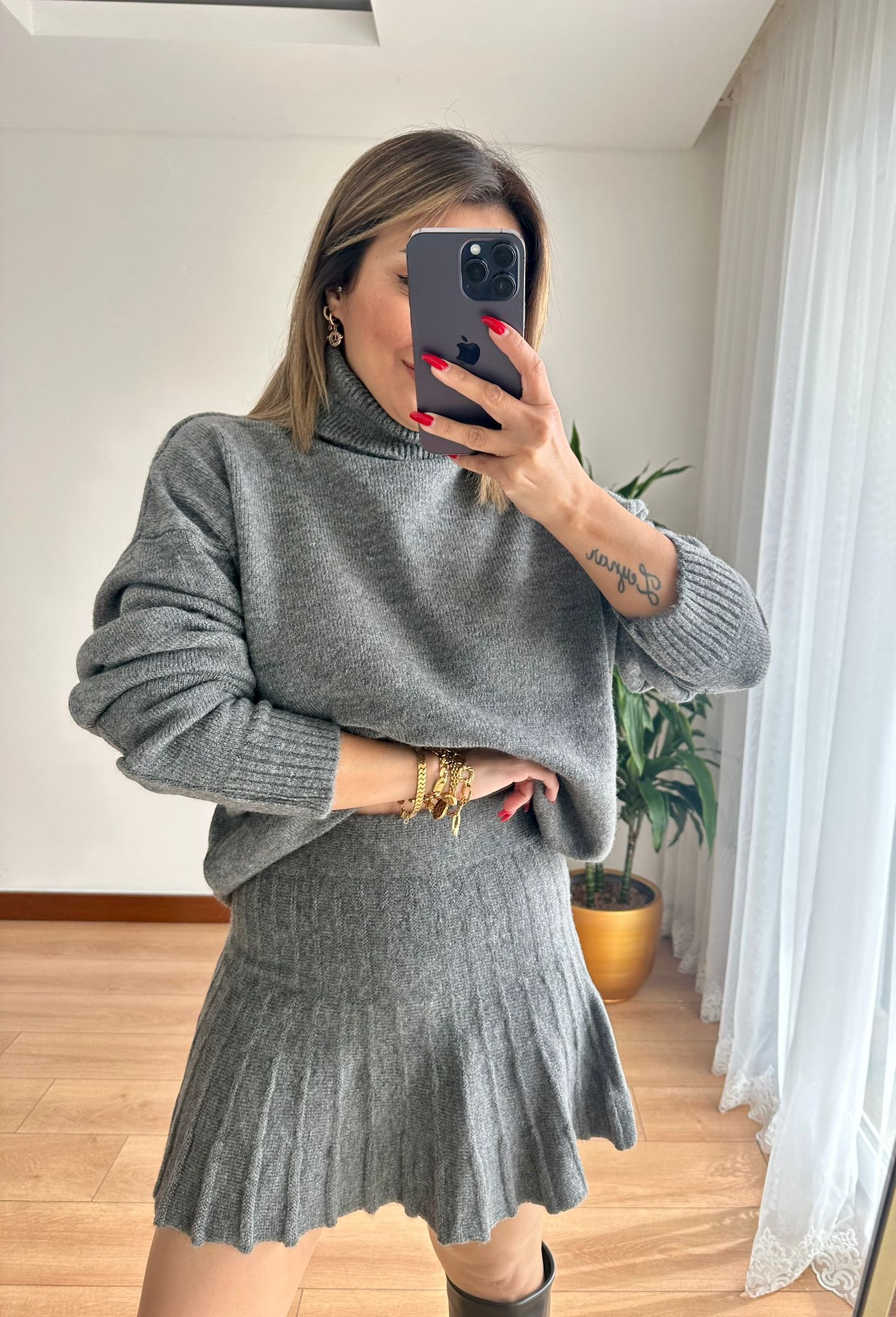 TRİKO ETEK TAKIM • GRİ