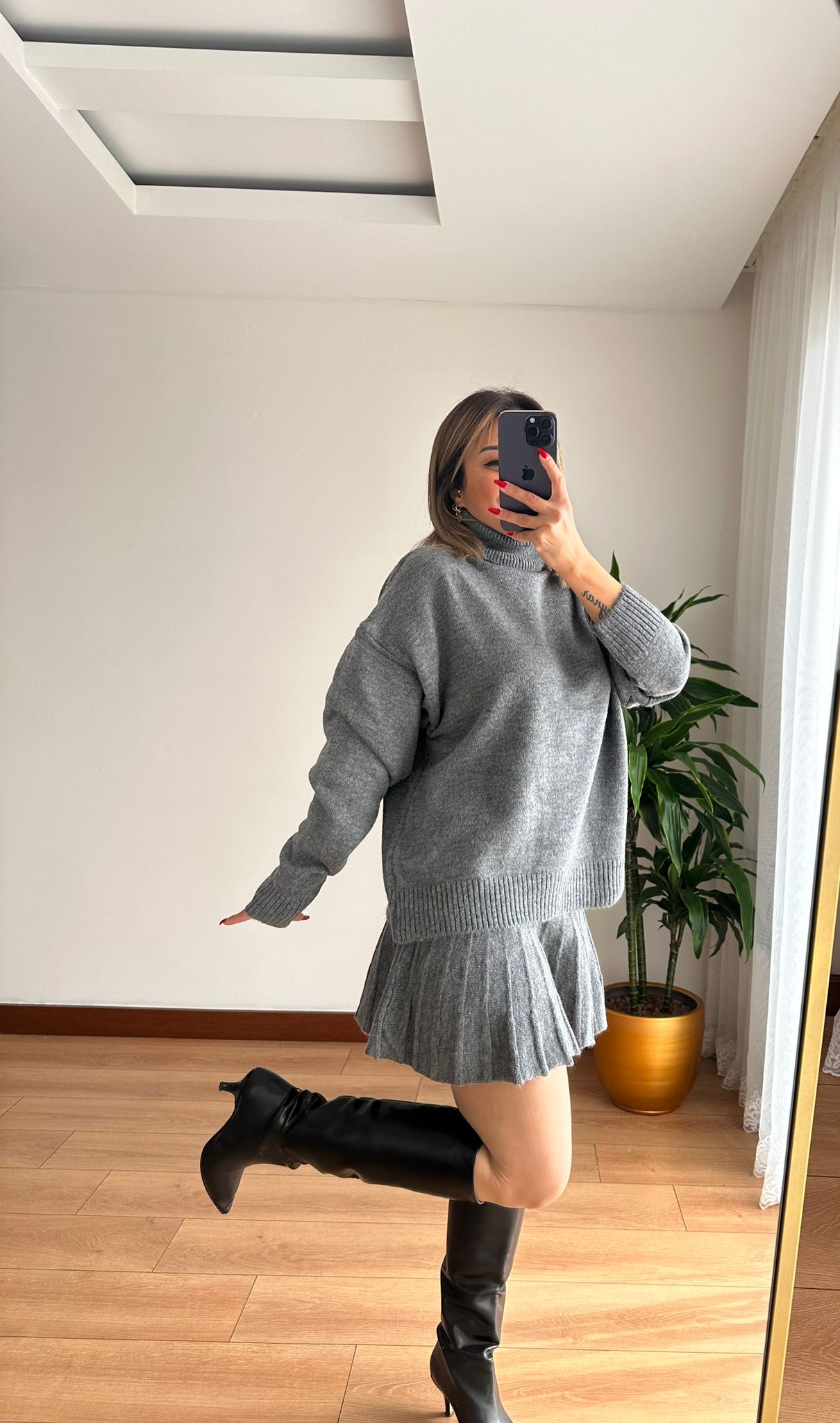 TRİKO ETEK TAKIM • GRİ