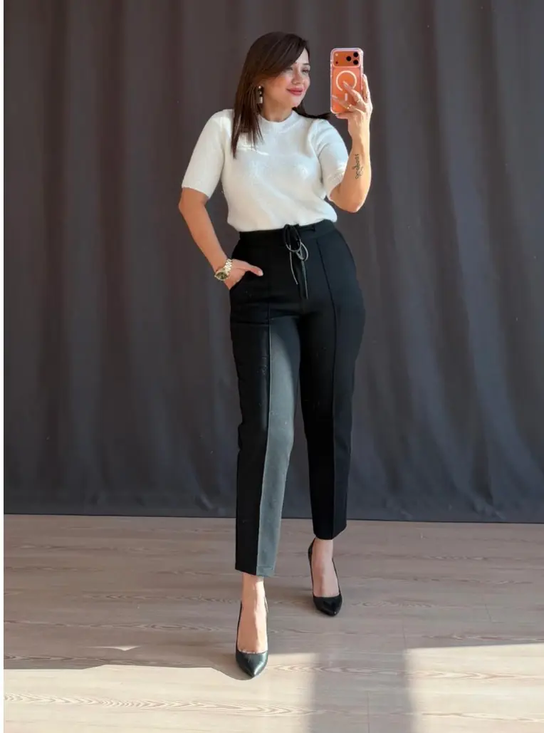 Lastikli Çelik Pantolon Siyah