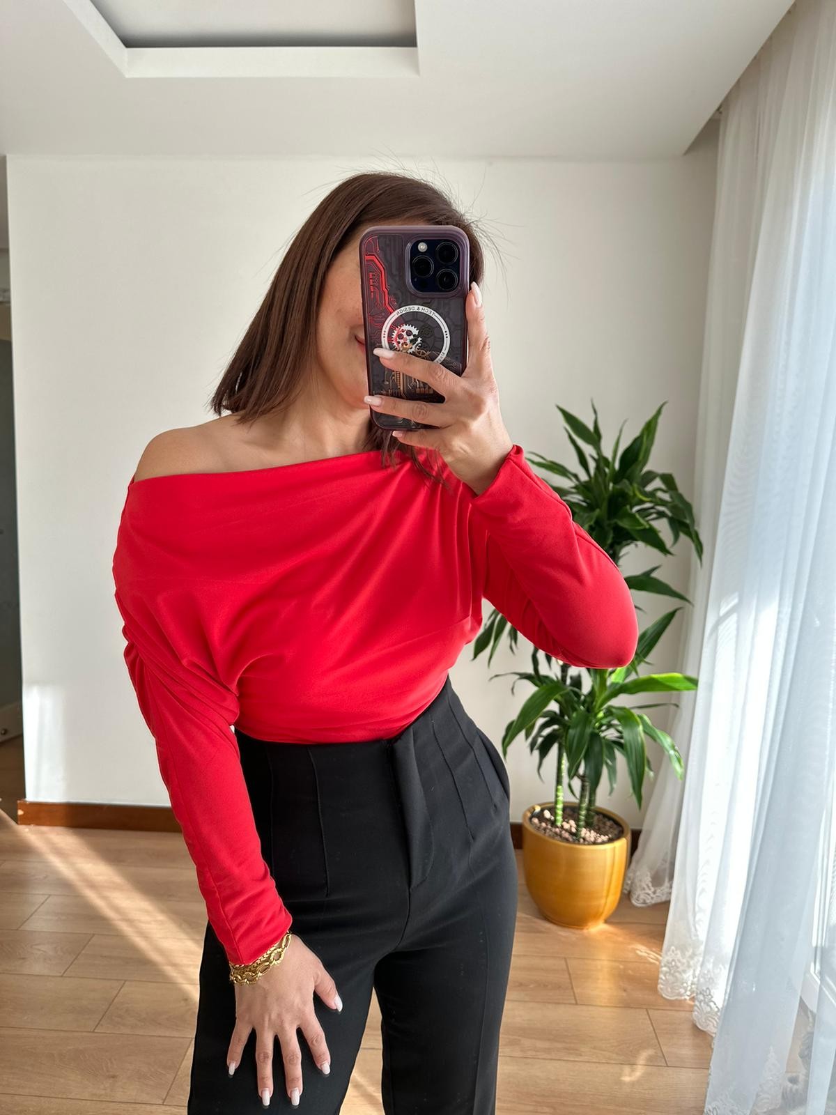 Candy Kayık Yaka Body Kırmızı