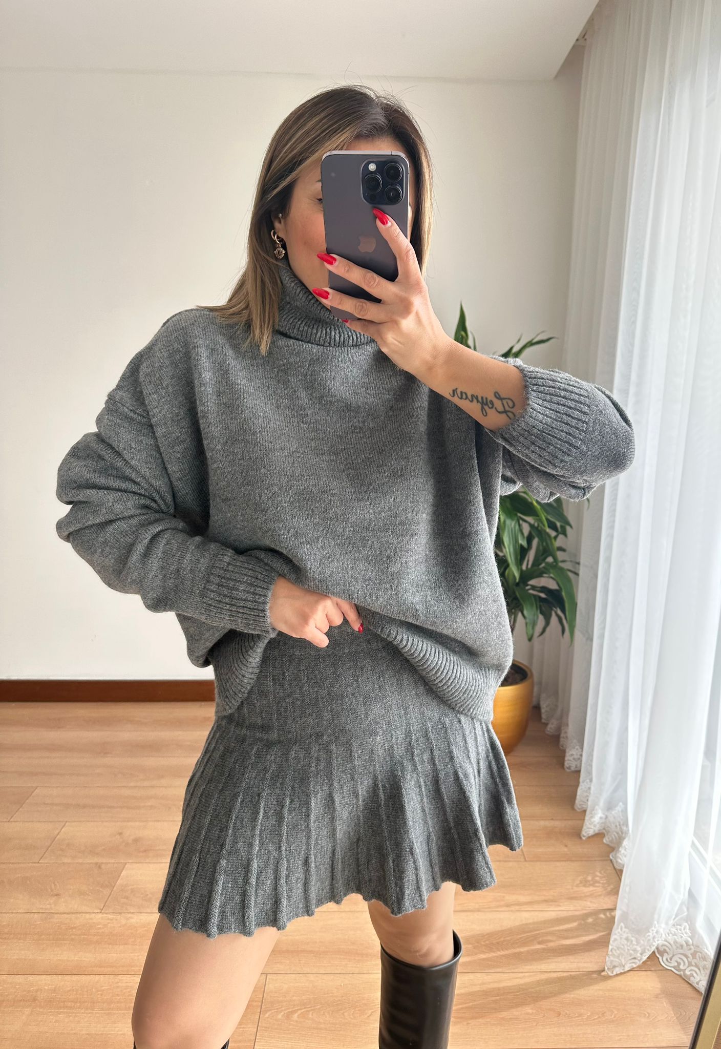 TRİKO ETEK TAKIM • GRİ