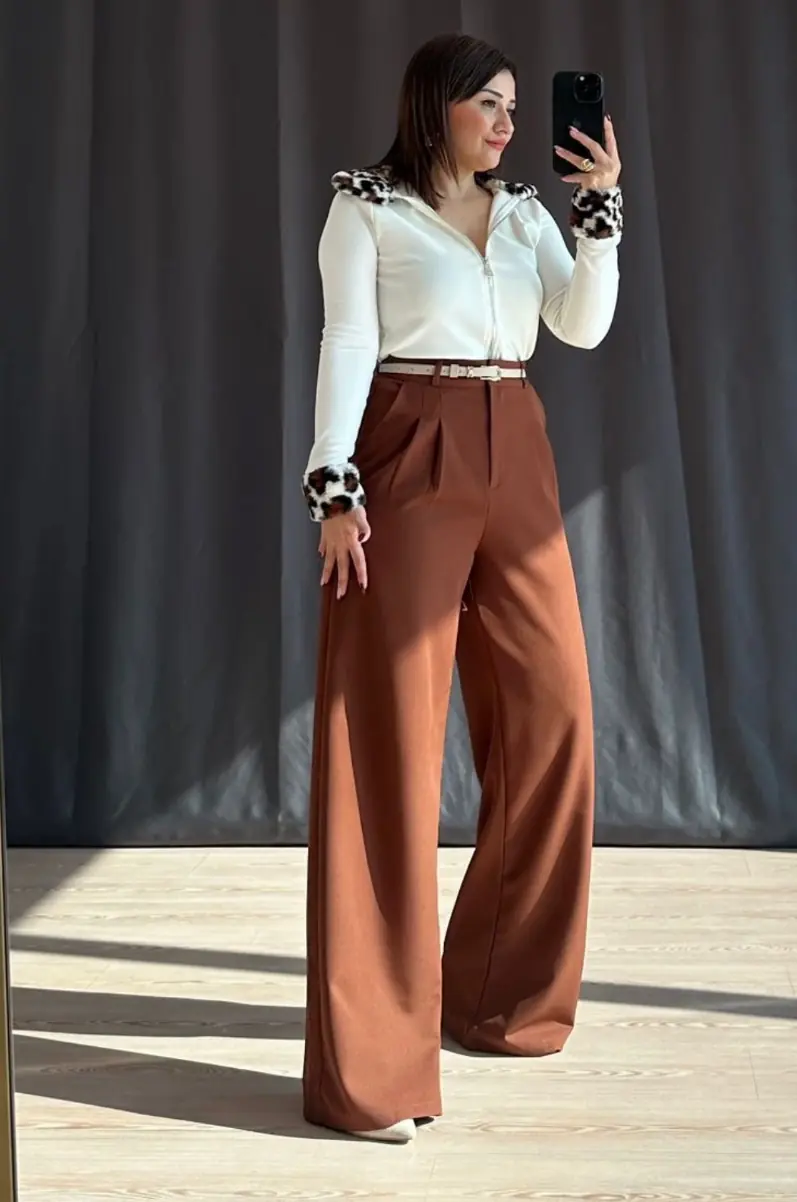 Maddow Palazzo Pantolon Kahverengi