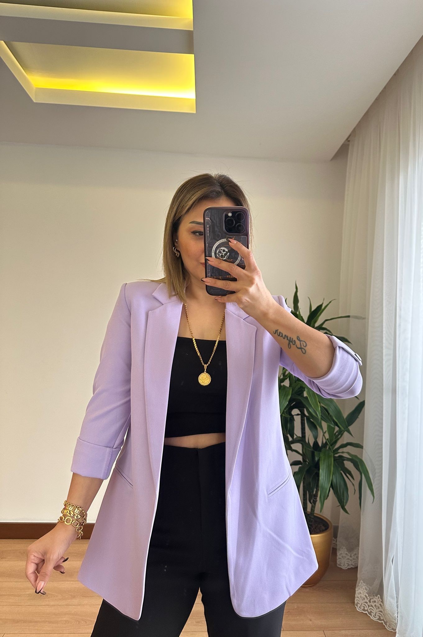 BLAZER CEKET KOLU KATLI CEKET • LİLA