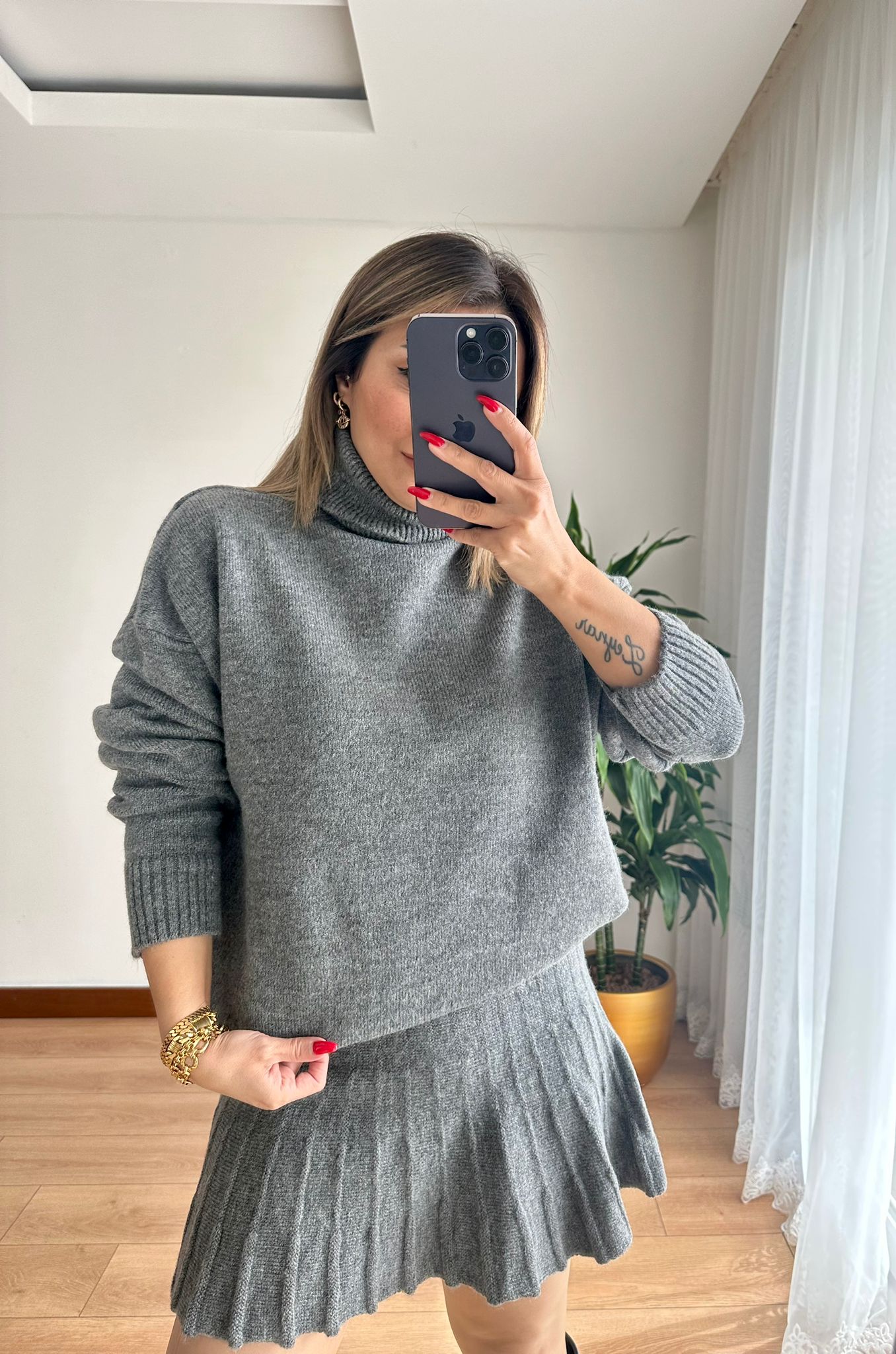 TRİKO ETEK TAKIM • GRİ