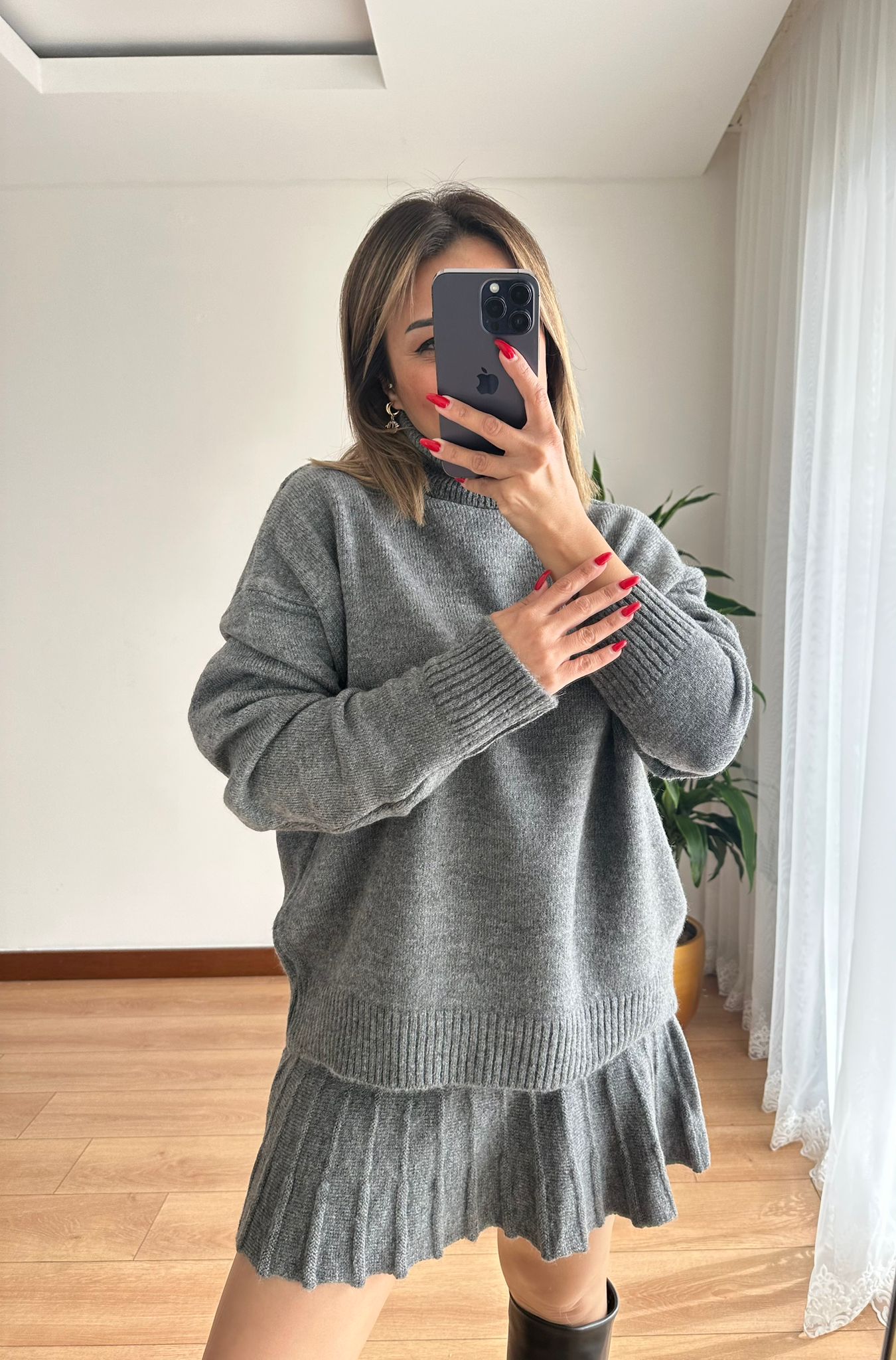 TRİKO ETEK TAKIM • GRİ