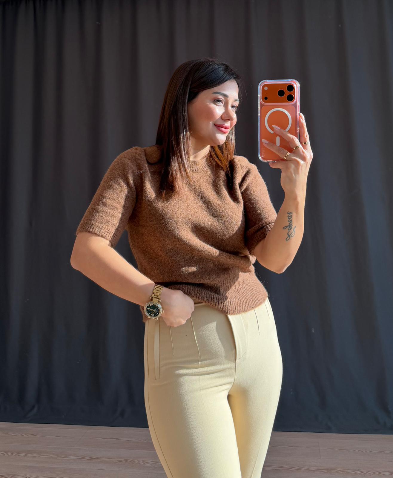 BALIKÇI YAKA YUMOŞ KAZAK - KAHVERENGİ