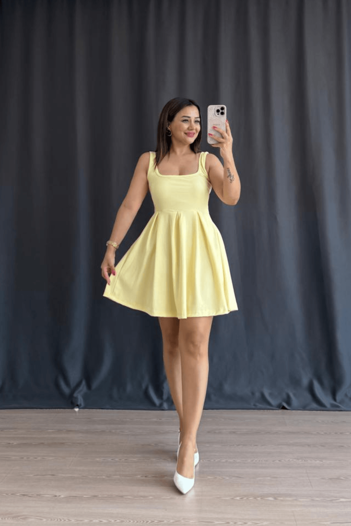 Amely Kloş Elbise - SARI