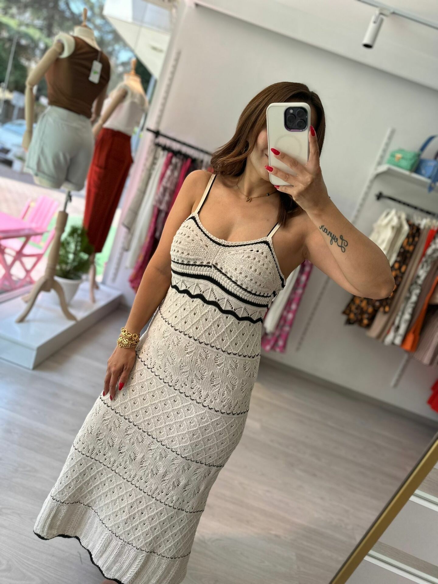İp Askılı Triko Elbise