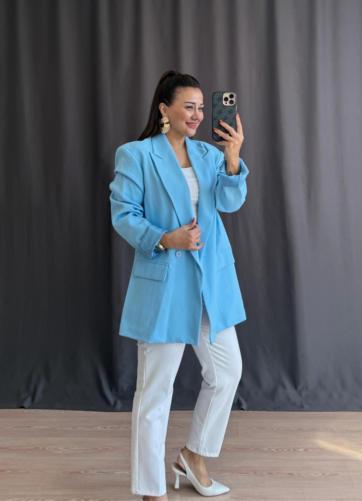 Business Blazer Ceket - BEBE MAVİ