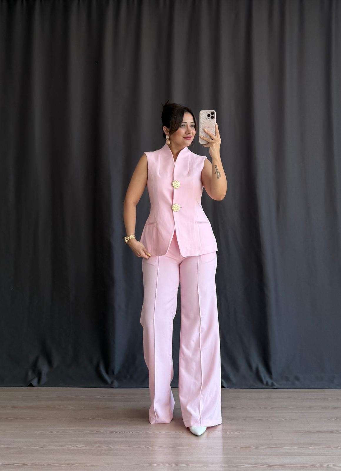 SPRİNG YELEKLİ TAKIM - TOZ PEMBE