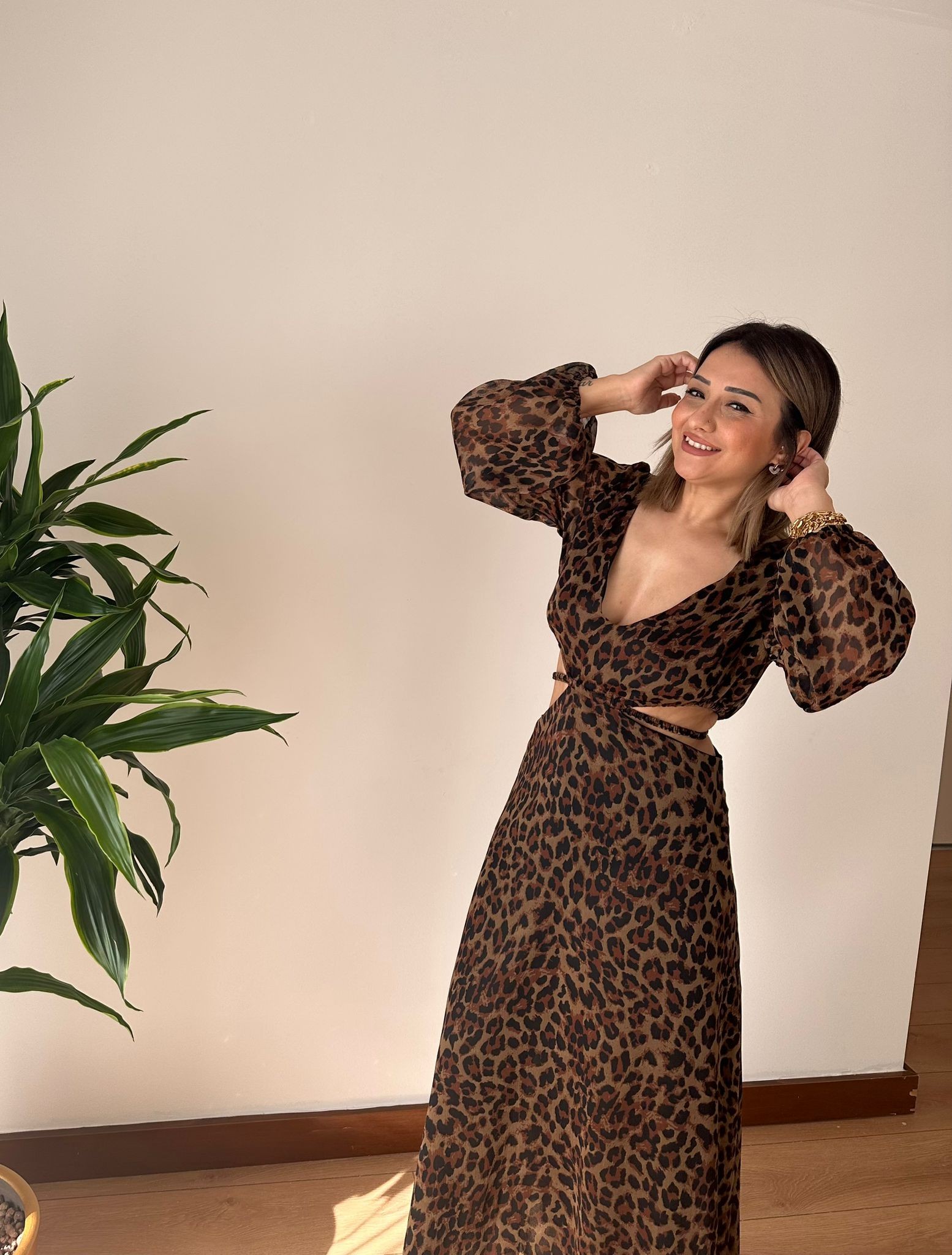 LEOPAR DESENLİ ELBİSE