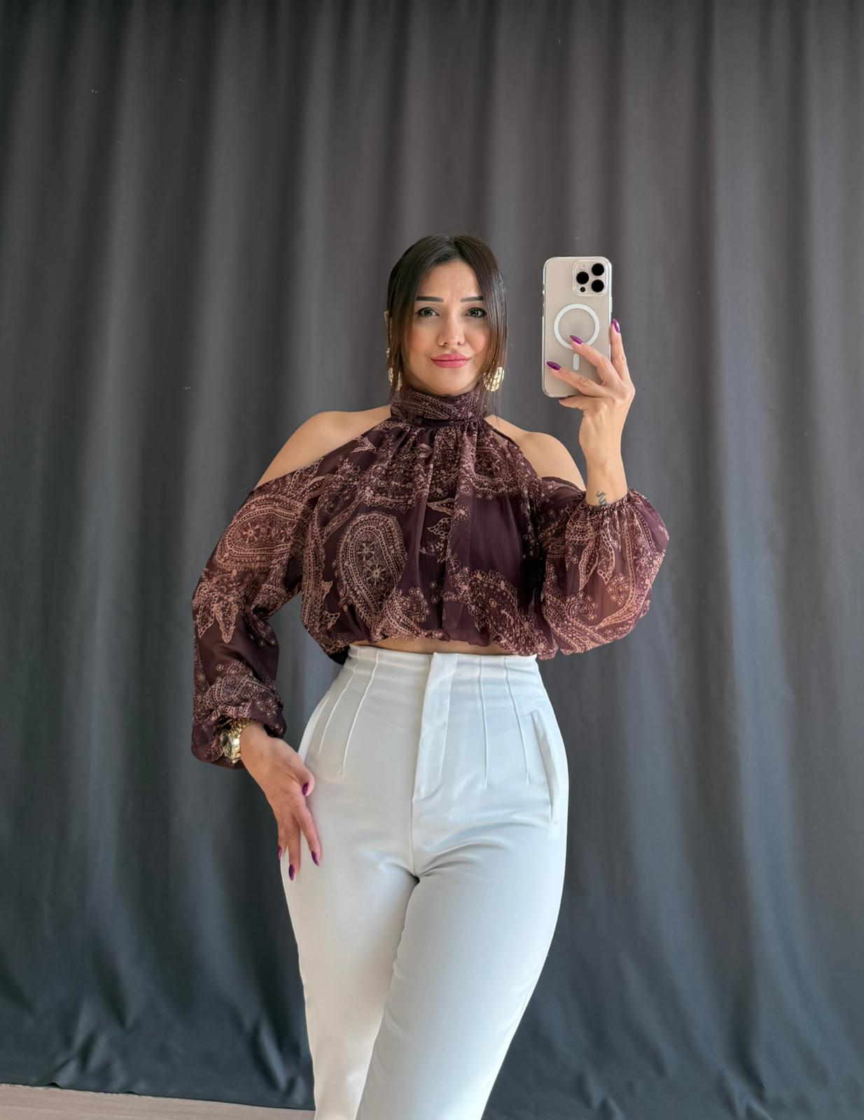 DESENLİ ŞİFON BLUZ
