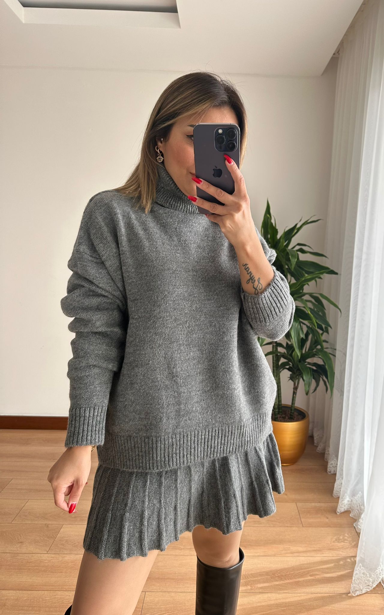 TRİKO ETEK TAKIM • GRİ