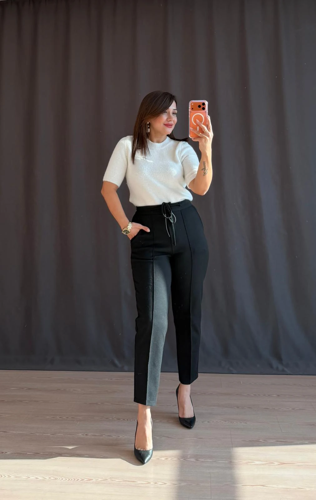 LASTİKLİ ÇELİK PANTOLON - SİYAH