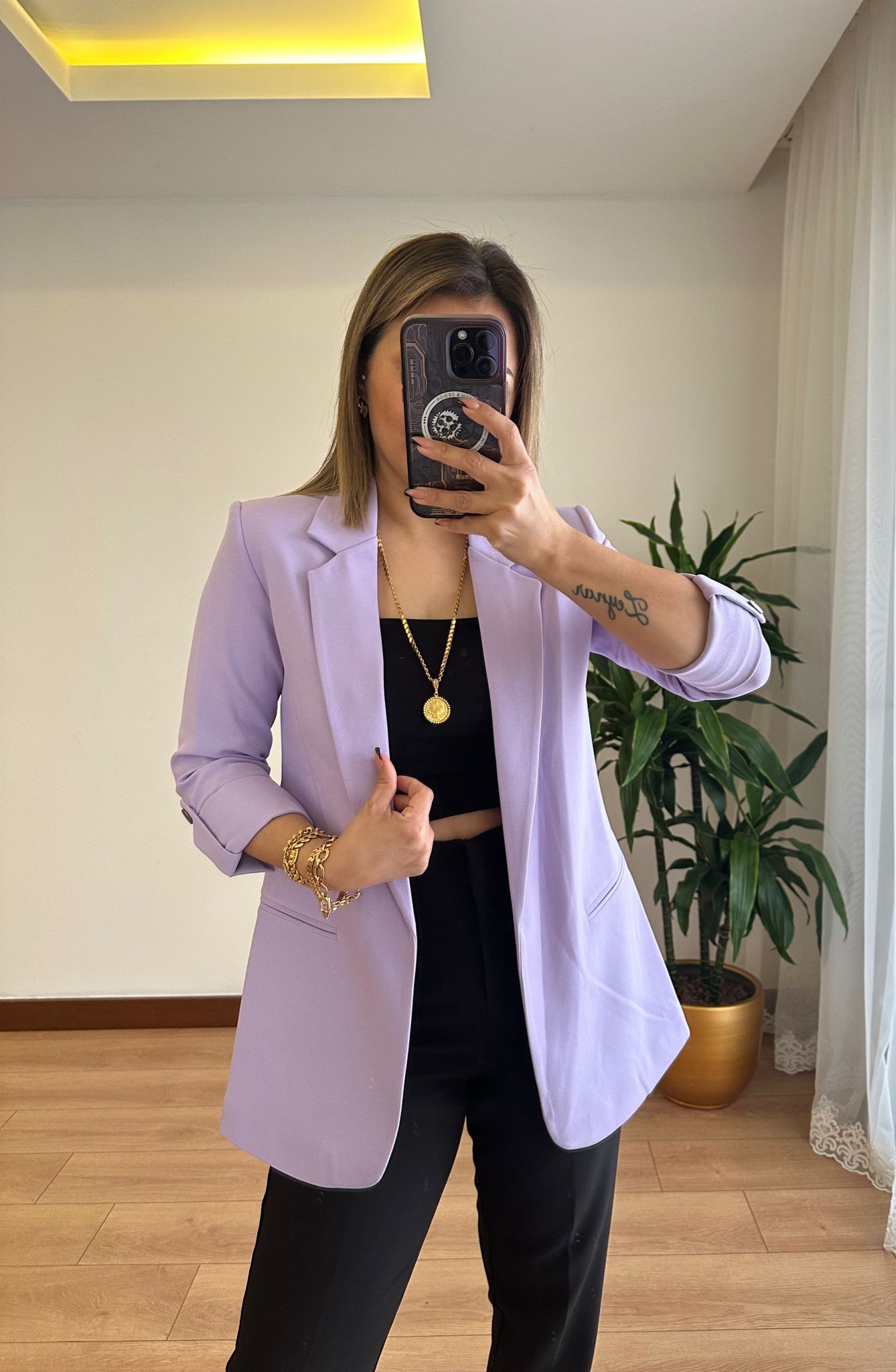 BLAZER CEKET KOLU KATLI CEKET • LİLA