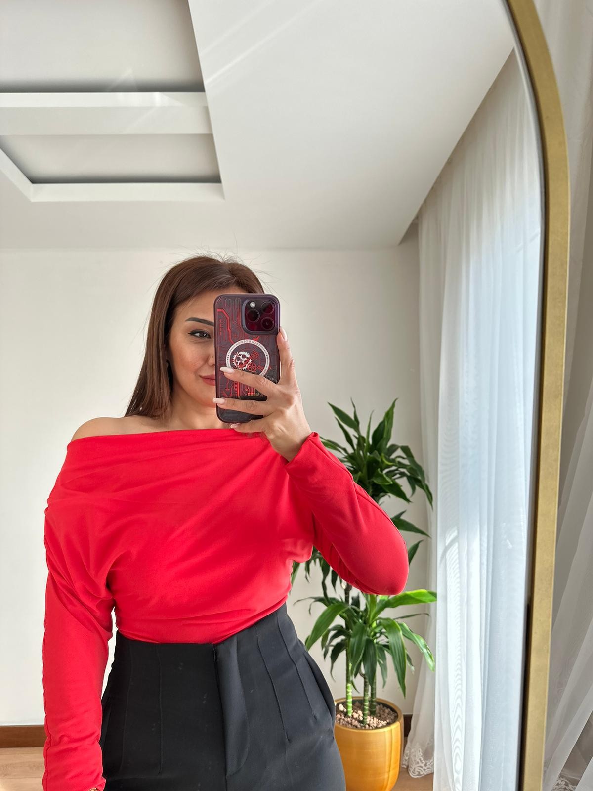Candy Kayık Yaka Body Kırmızı