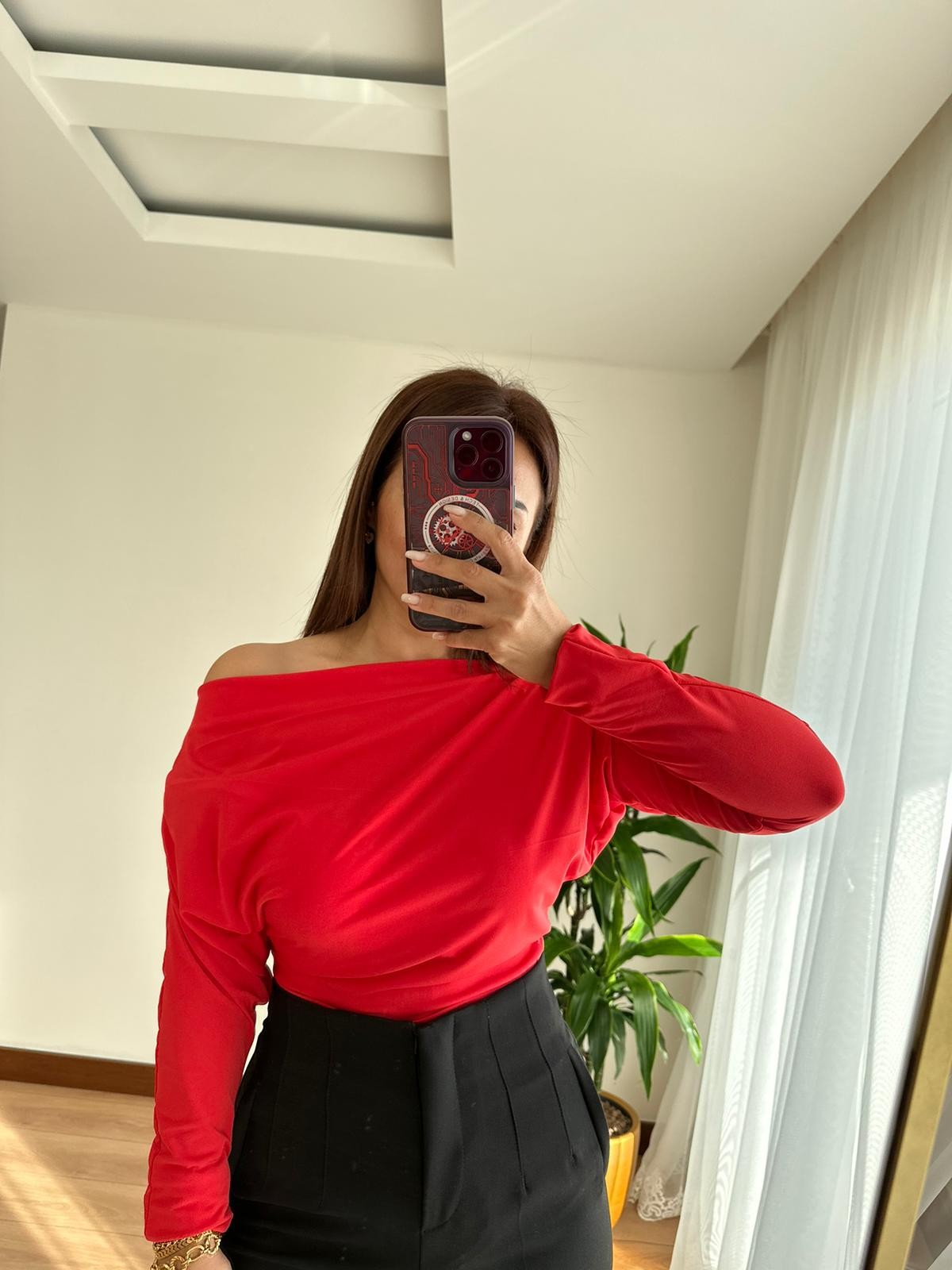 Candy Kayık Yaka Body Kırmızı