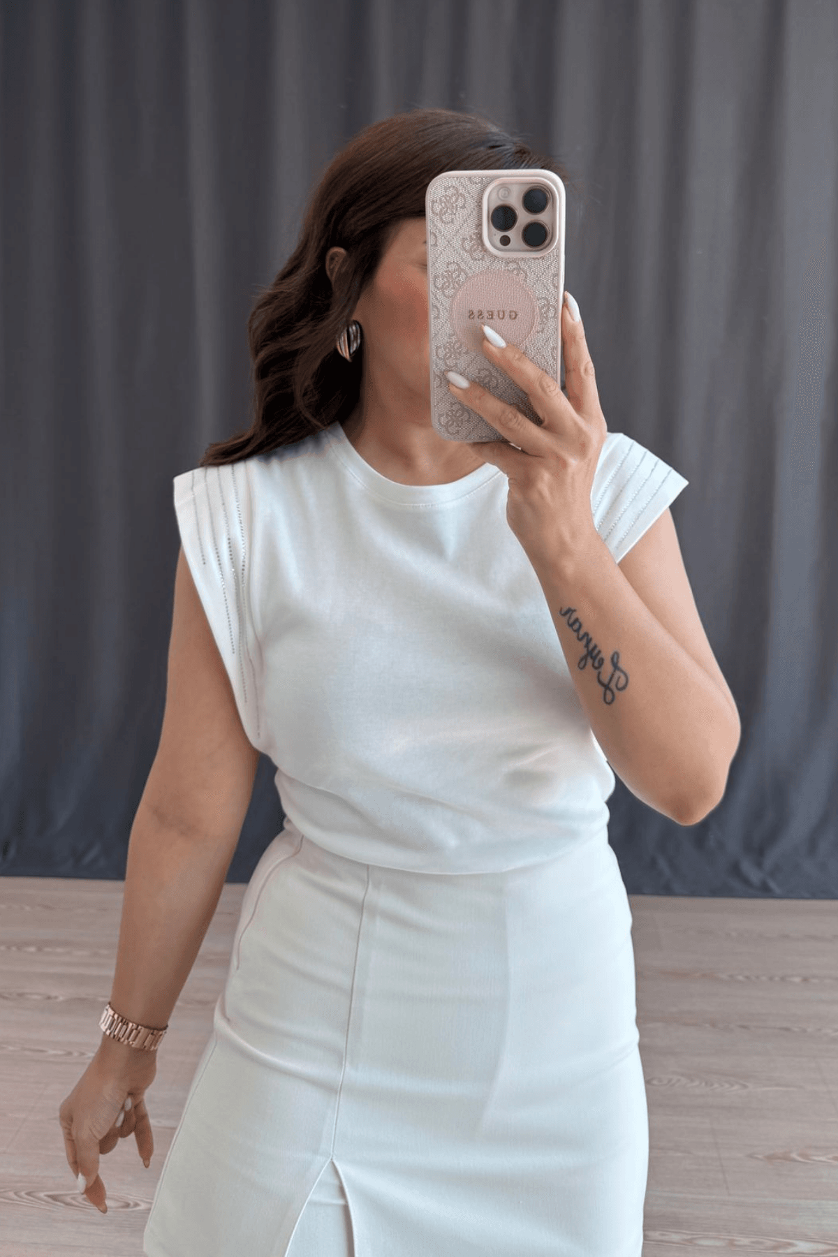 Lumira Taş Detaylı Bluz - BEYAZ