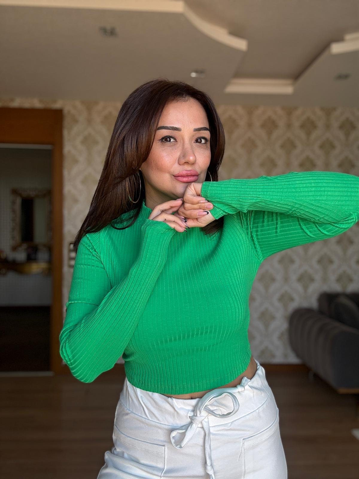 Fitilli Crop Body - YEŞİL